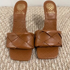 Vince Camuto Tan Woven Slide Sandals
